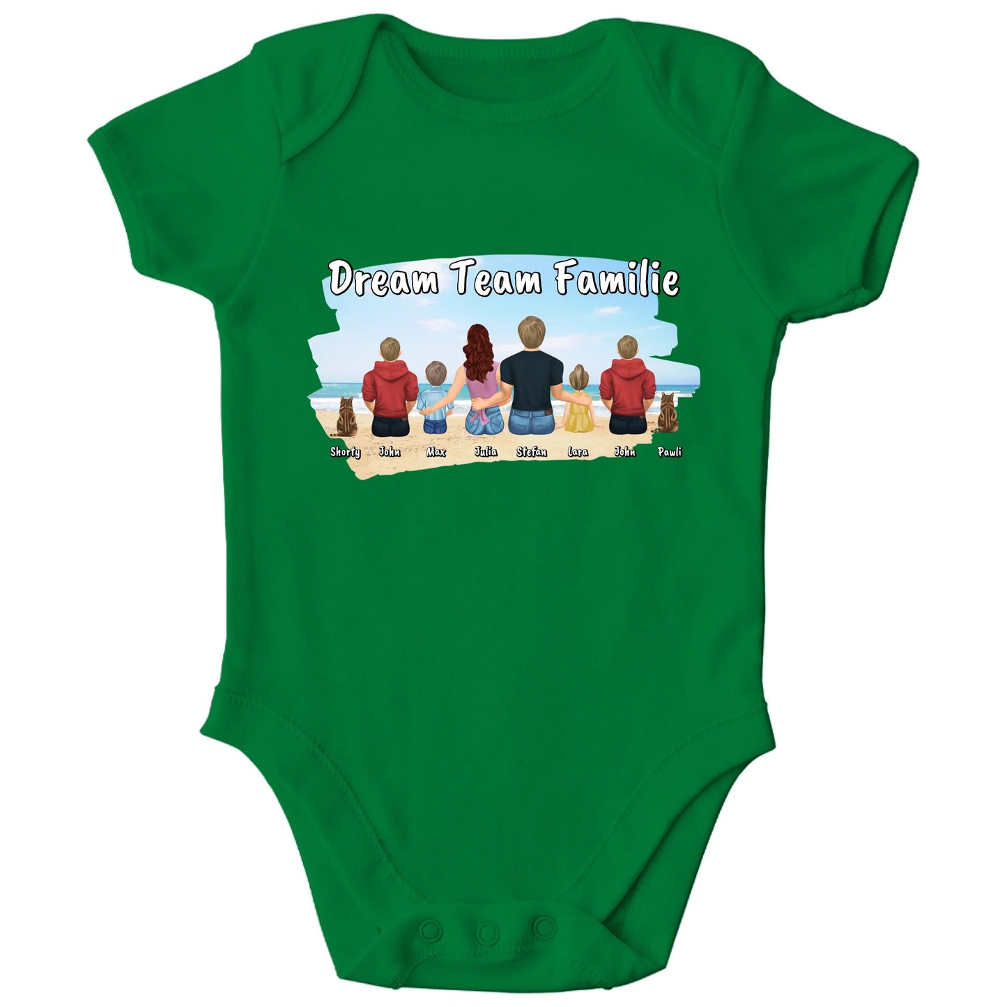 Personalisierter Bio Baby Strampler Familie mit Namen und Bildern | Personalize Palace