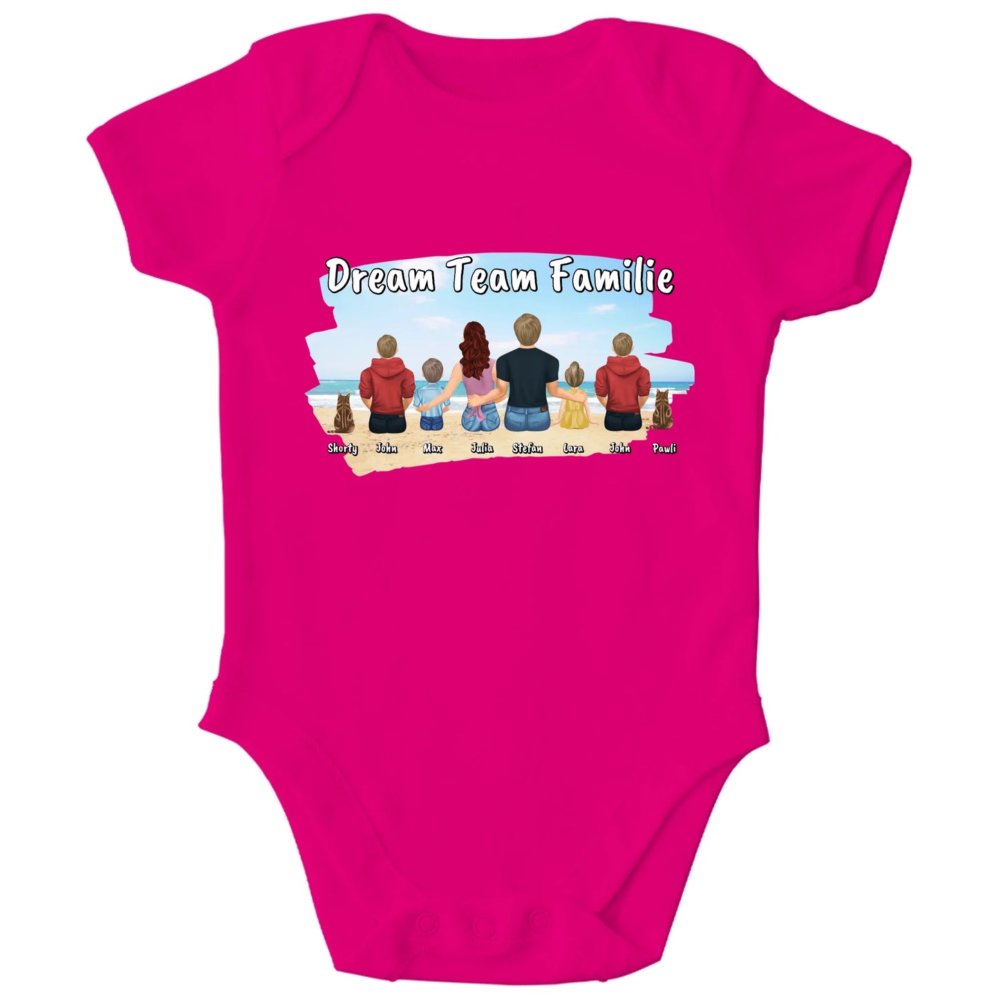 Personalisierter Bio Baby Strampler Familie mit Namen und Bildern | Personalize Palace