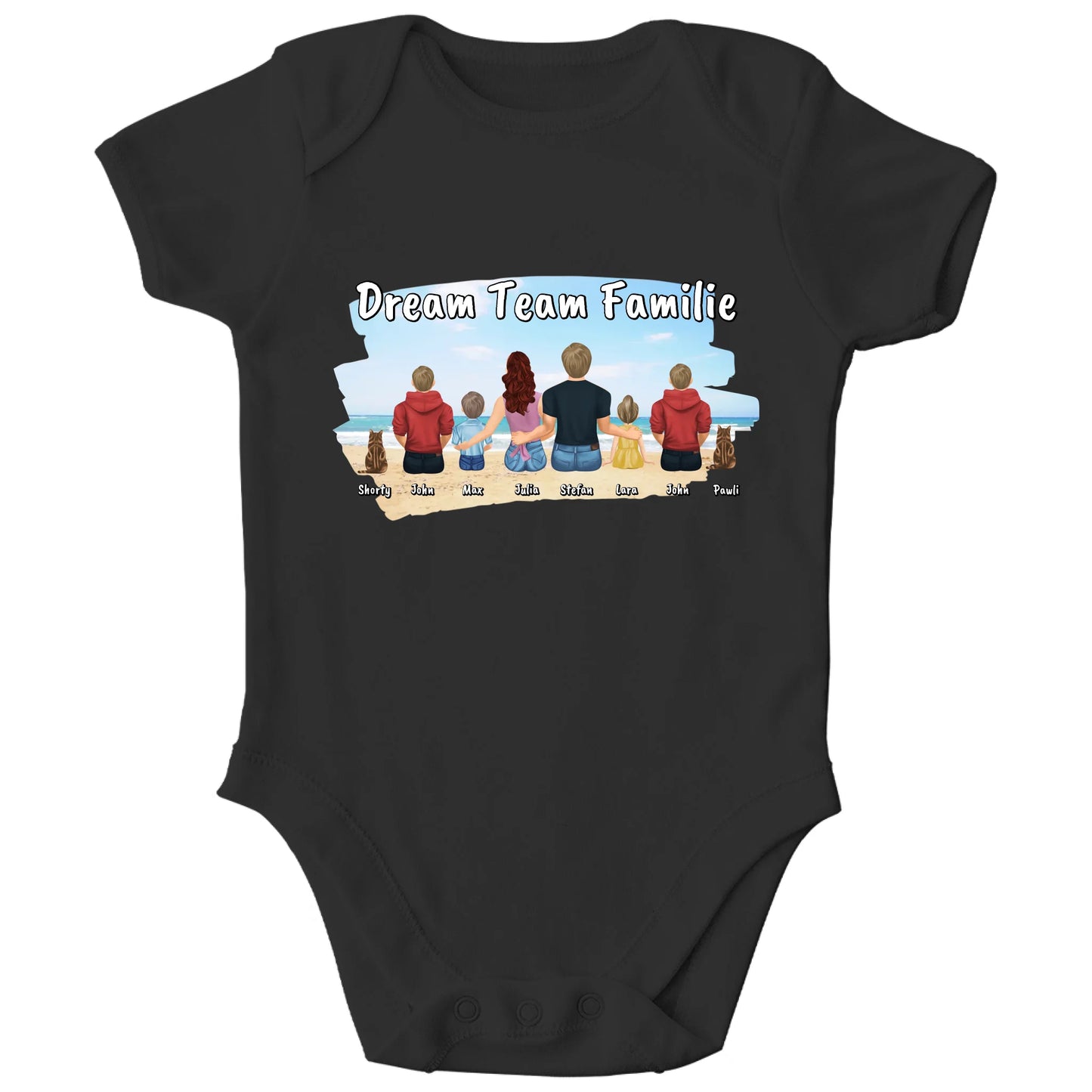 Personalisierter Bio Baby Strampler Familie mit Namen und Bildern | Personalize Palace