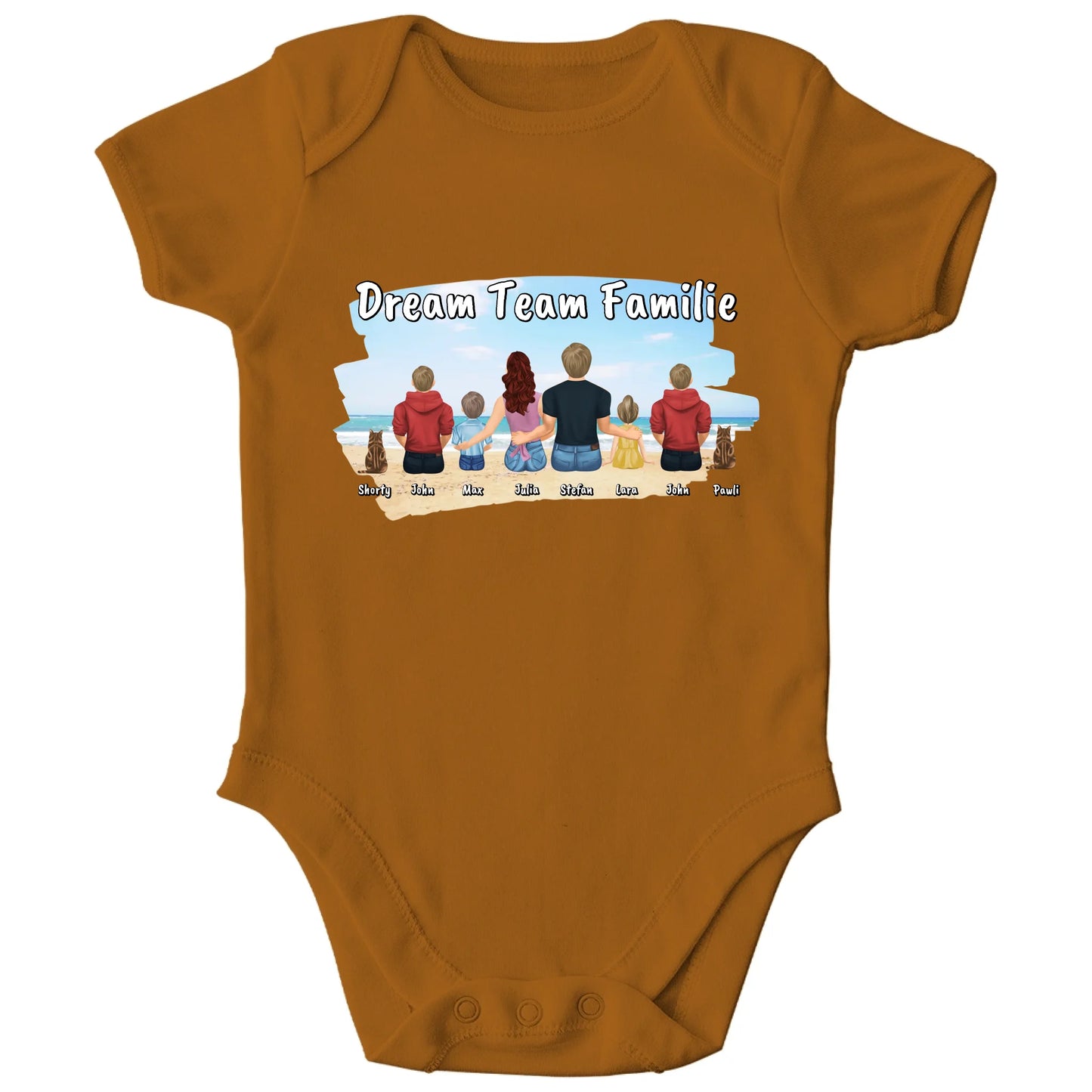 Personalisierter Bio Baby Strampler Familie mit Namen und Bildern | Personalize Palace