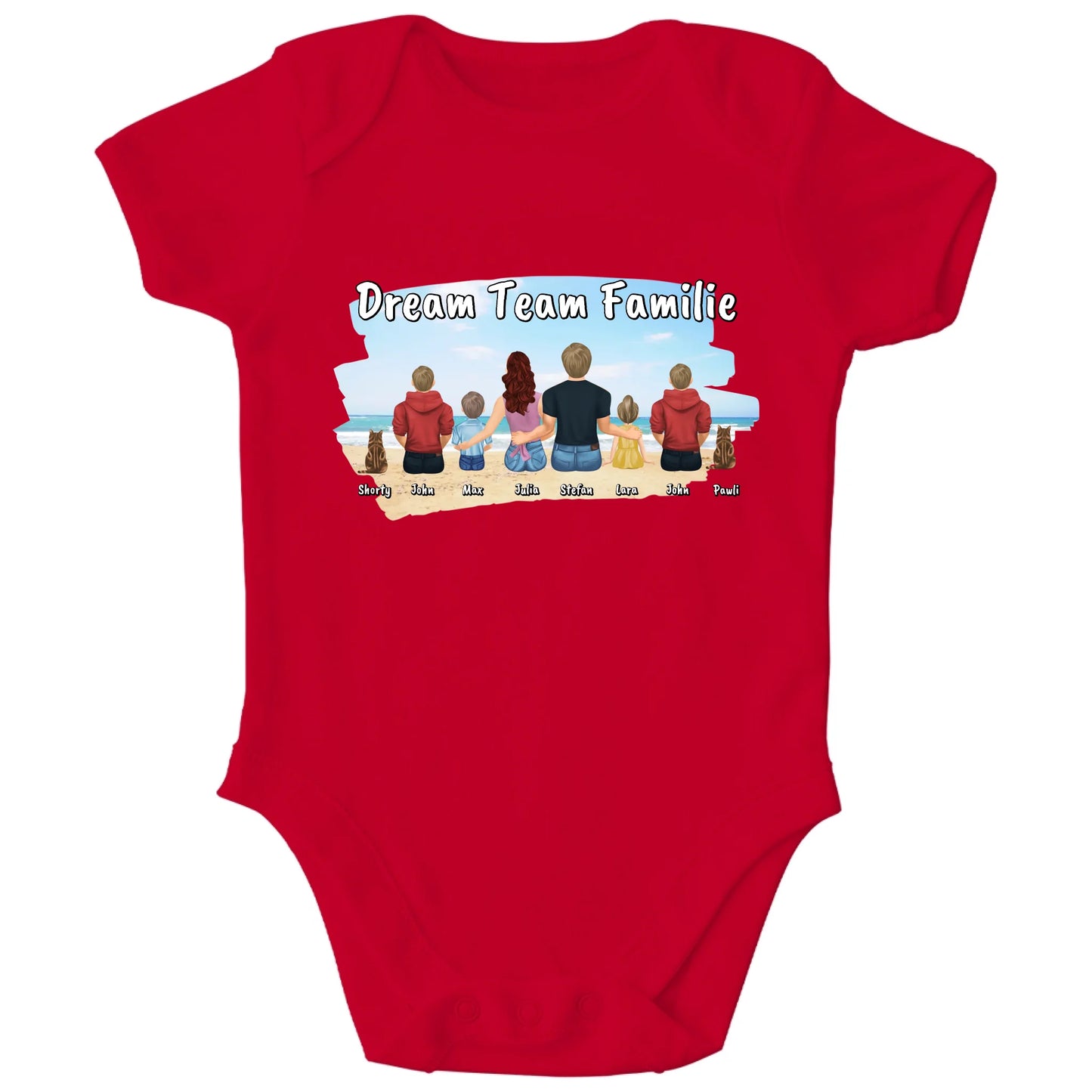 Personalisierter Bio Baby Strampler Familie mit Namen und Bildern | Personalize Palace