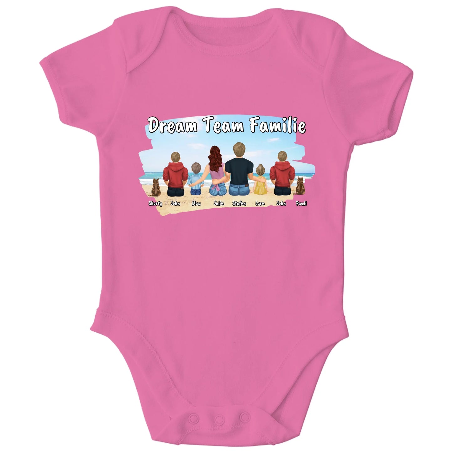 Personalisierter Bio Baby Strampler Familie mit Namen und Bildern | Personalize Palace