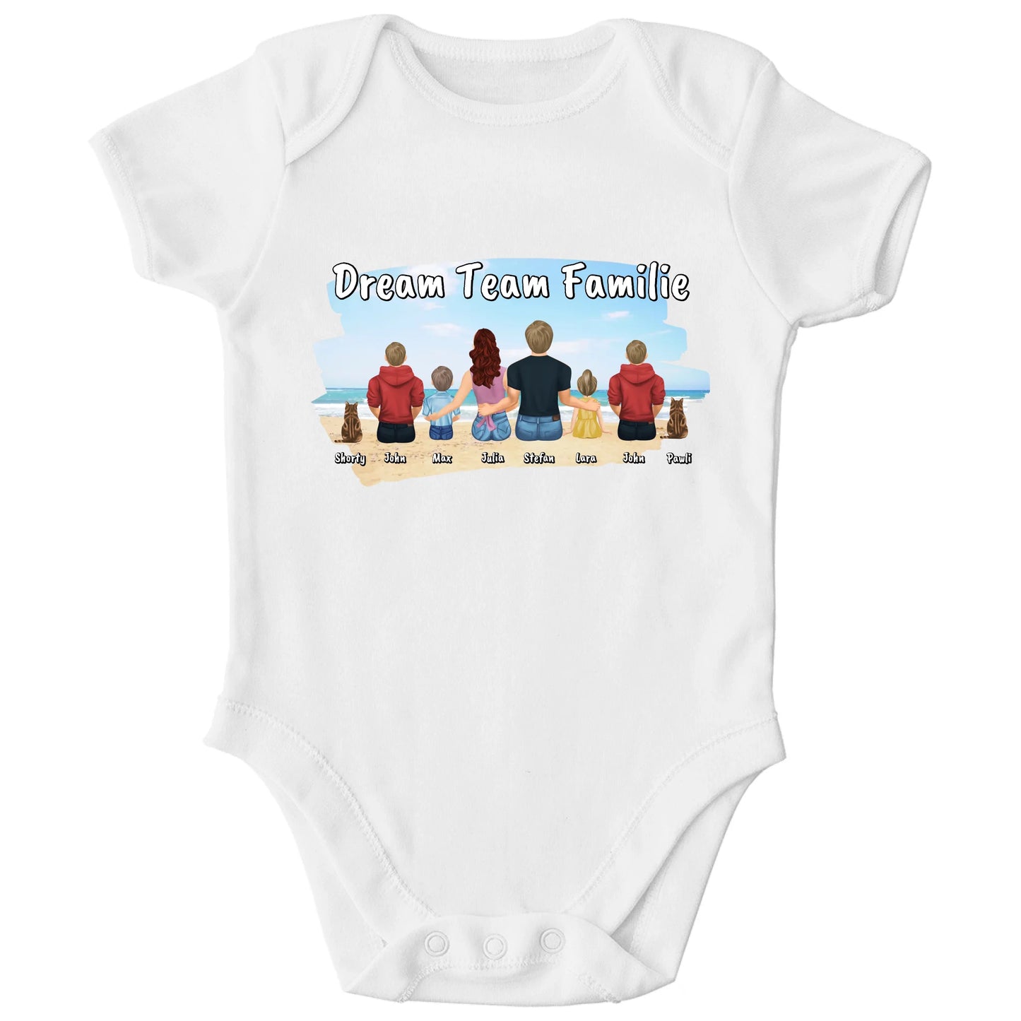 Personalisierter Bio Baby Strampler Familie mit Namen und Bildern | Personalize Palace