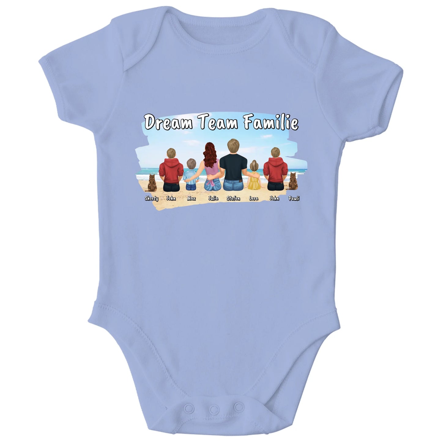 Personalisierter Bio Baby Strampler Familie mit Namen und Bildern | Personalize Palace