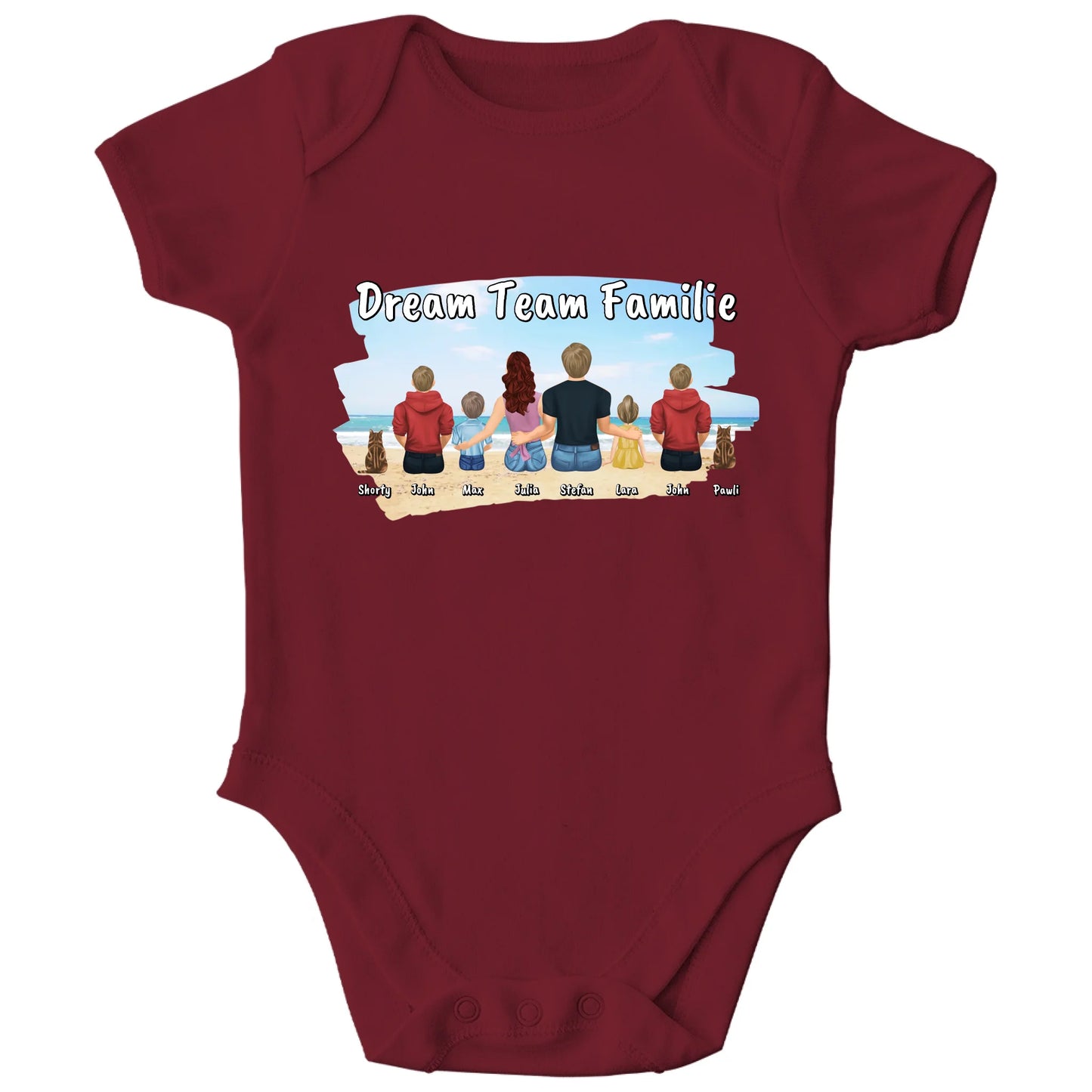 Personalisierter Bio Baby Strampler Familie mit Namen und Bildern | Personalize Palace