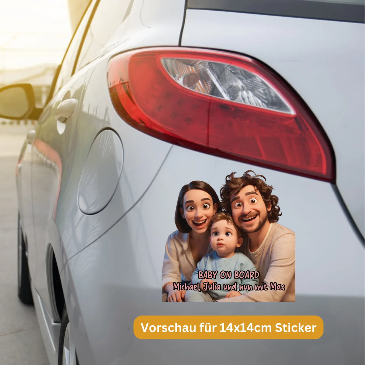 Familien Foto in Cartoon als Autoaufkleber selber gestalten