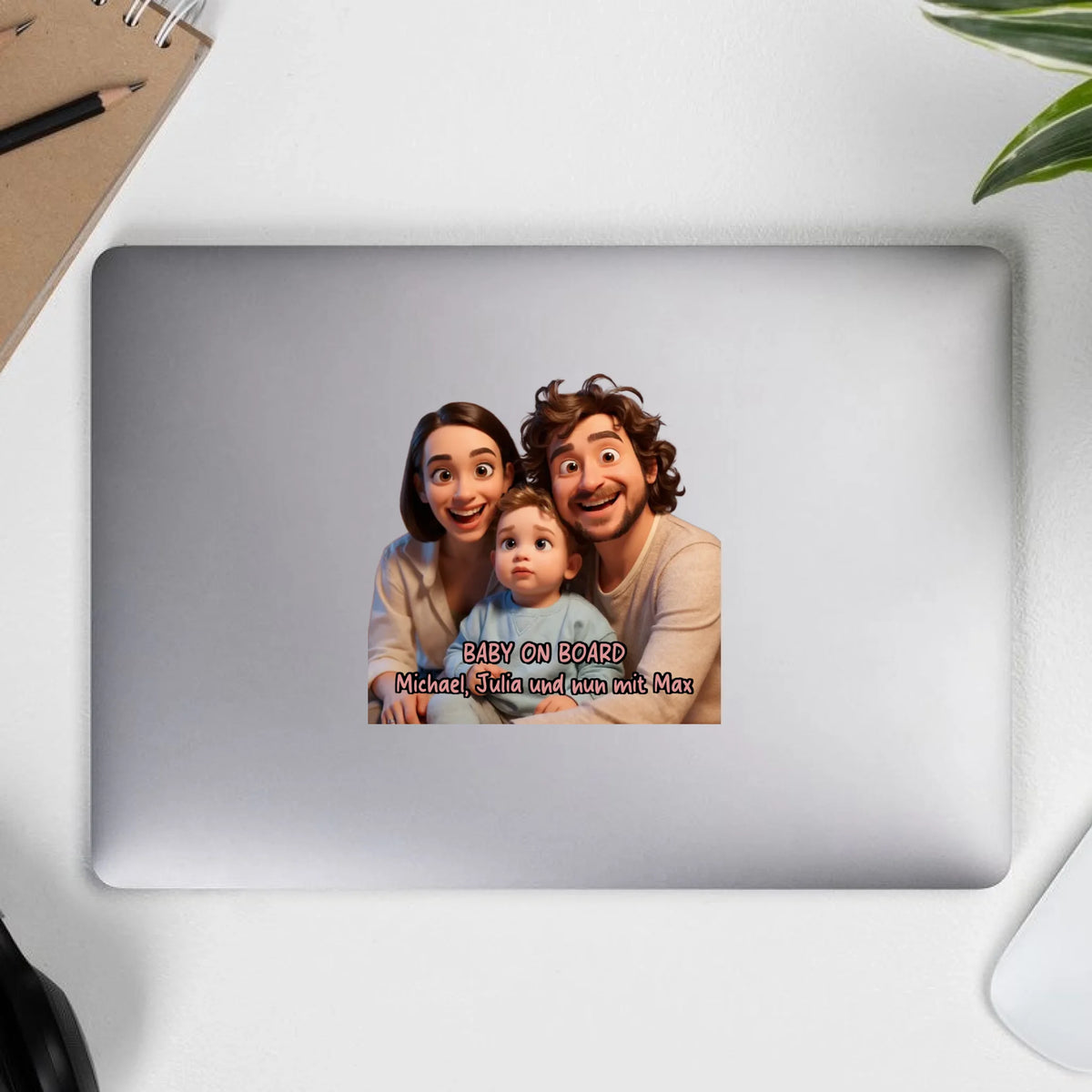 Familie als Cartoon und Zeichentrick Aufkleber-individueller Sticker oder Autoaufkleber | Personalize Palace
