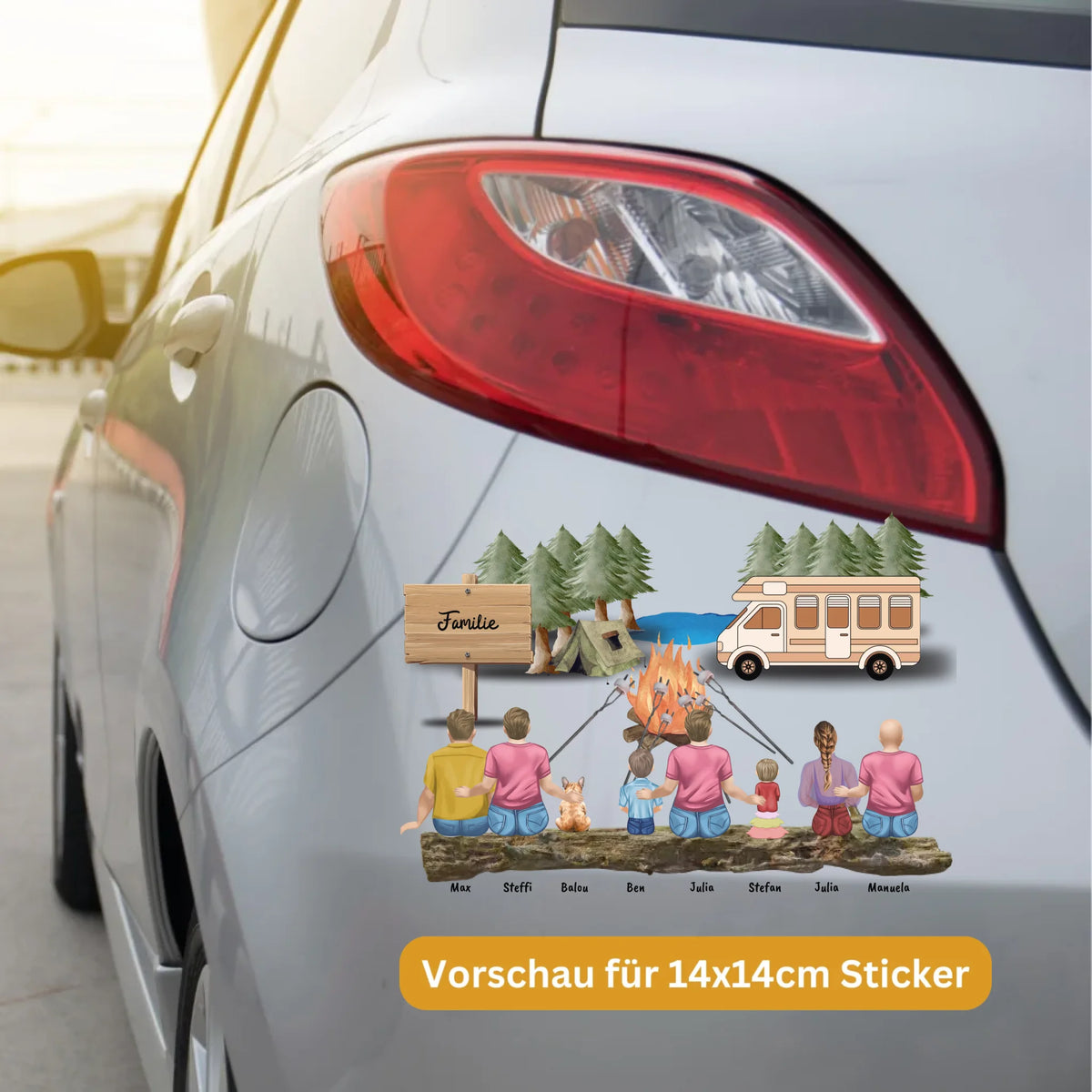 Camping Familie Aufkleber - individueller Sticker oder Autoaufkleber | Personalize Palace