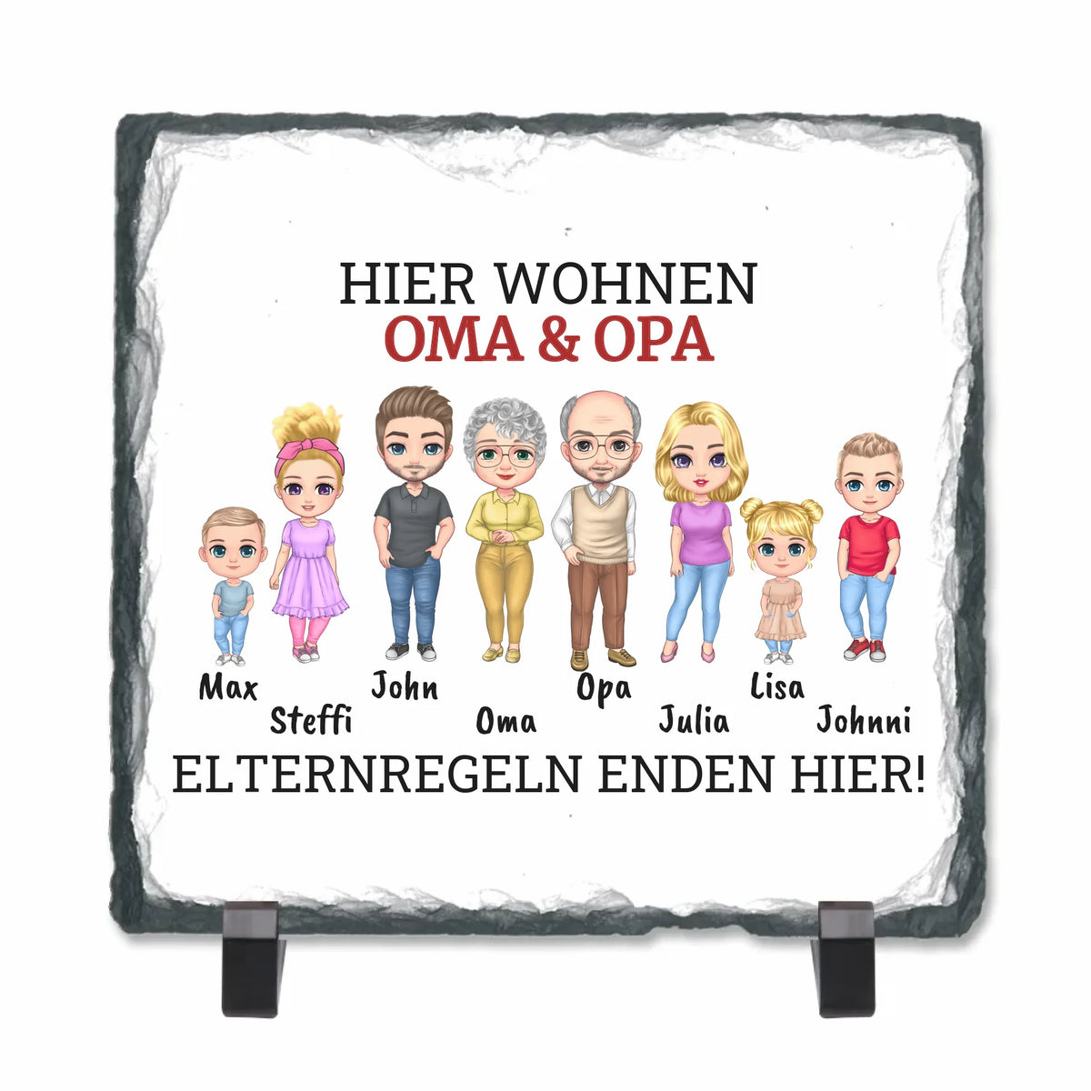 Hier wohnen Oma & Opa, Familie - Schieferherz zum hinstellen | Personalize Palace