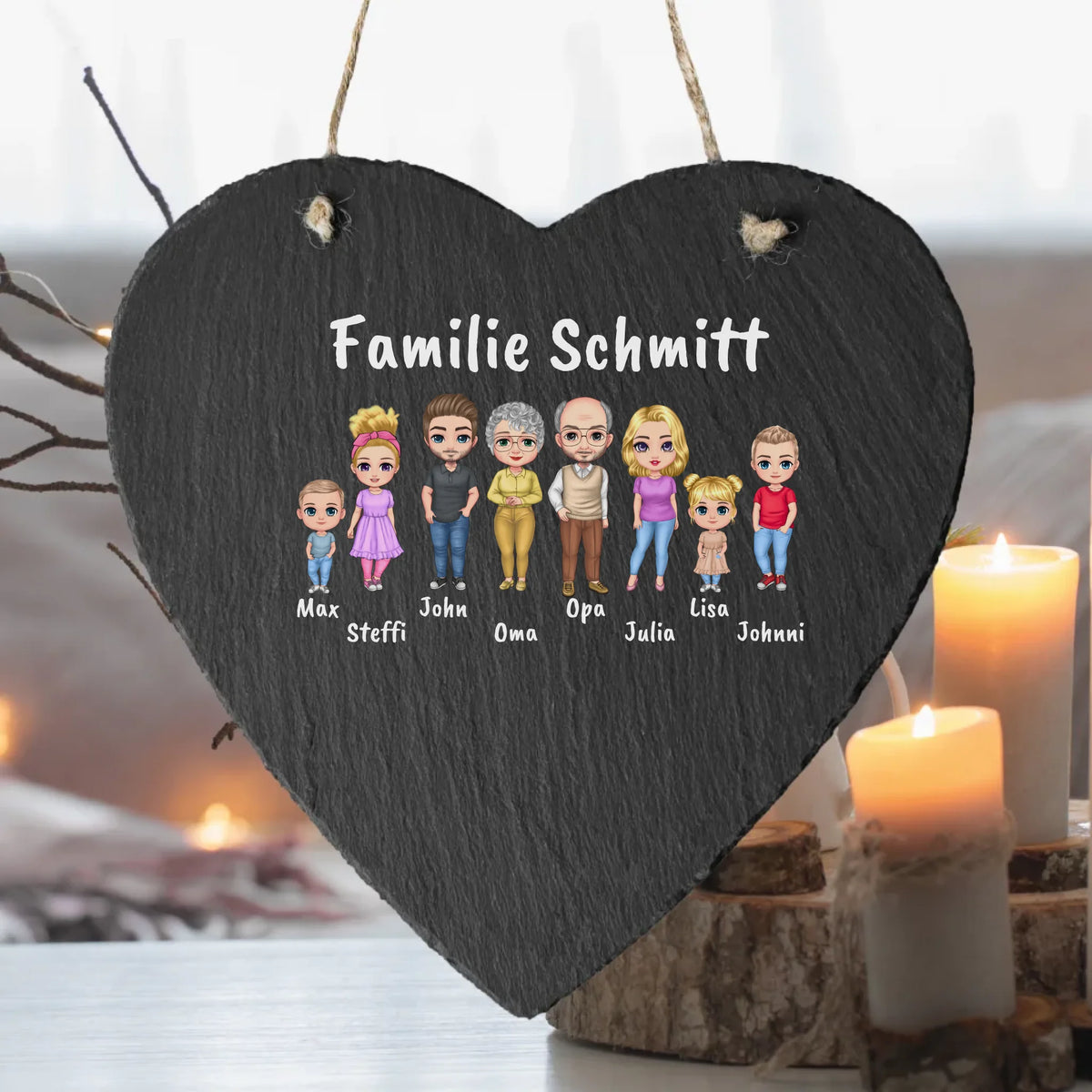 Hier wohnen Oma & Opa, Familie - Schieferherz zum hinstellen | Personalize Palace