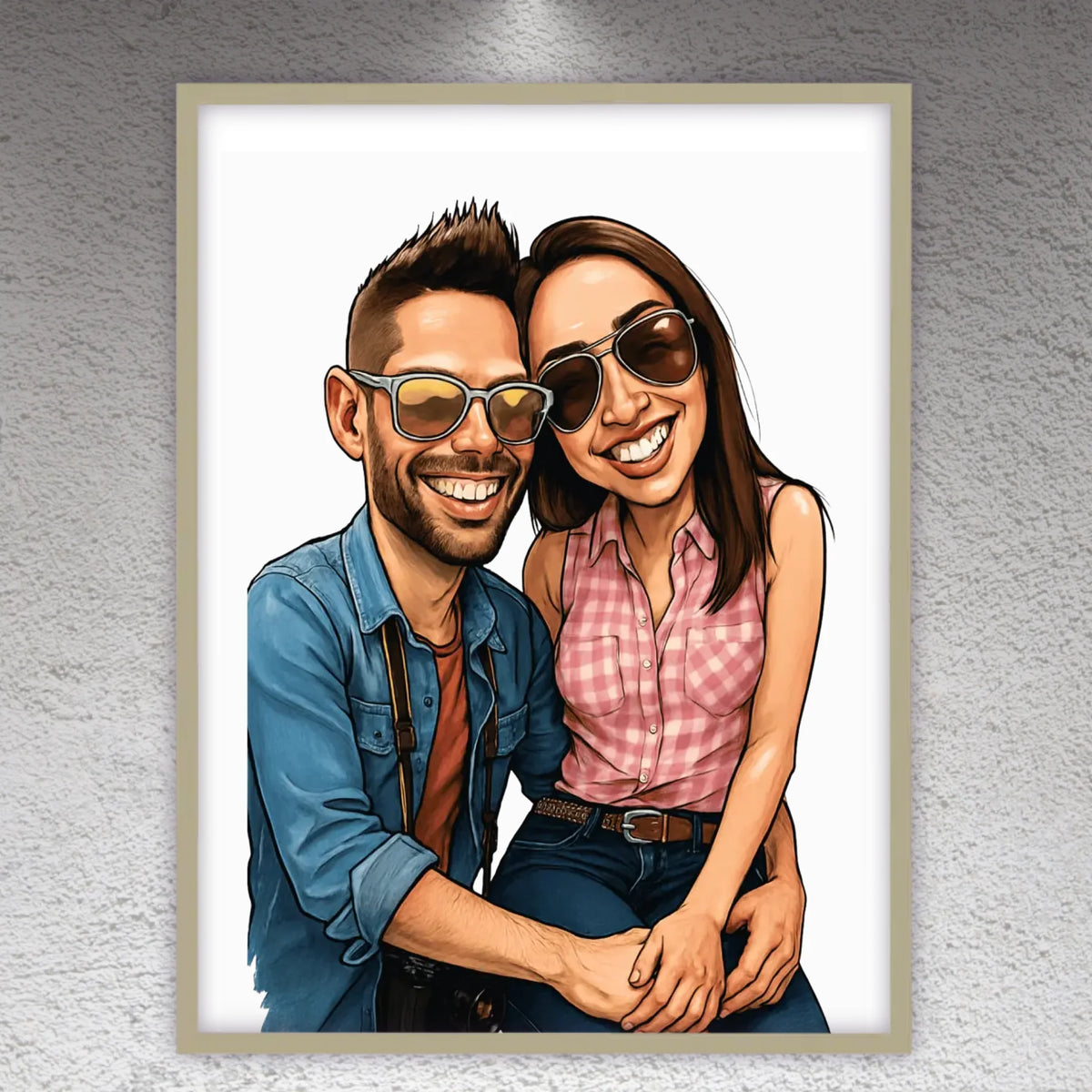 Your family as a caricature - personalized poster with frame
