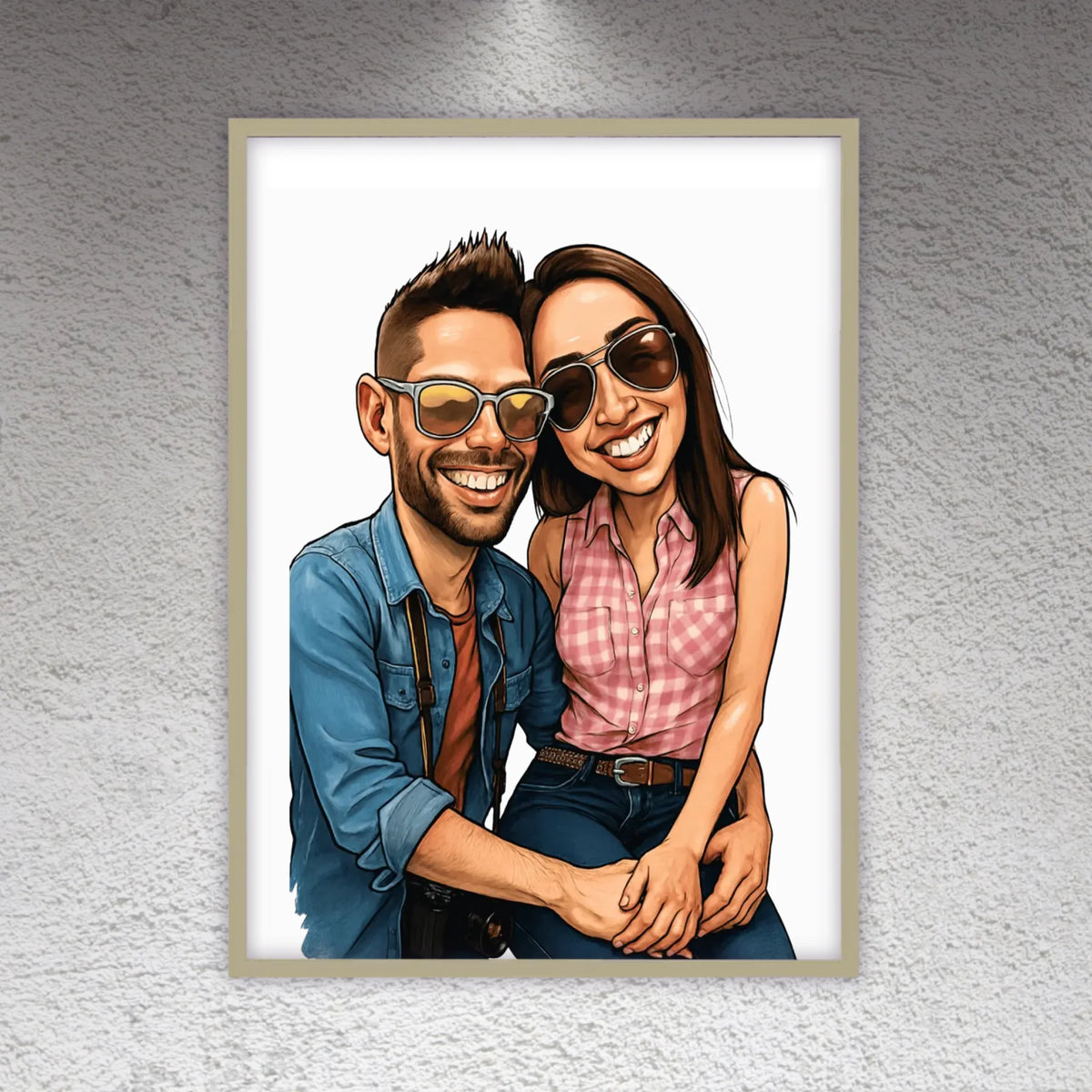 Your family as a caricature - personalized poster with frame