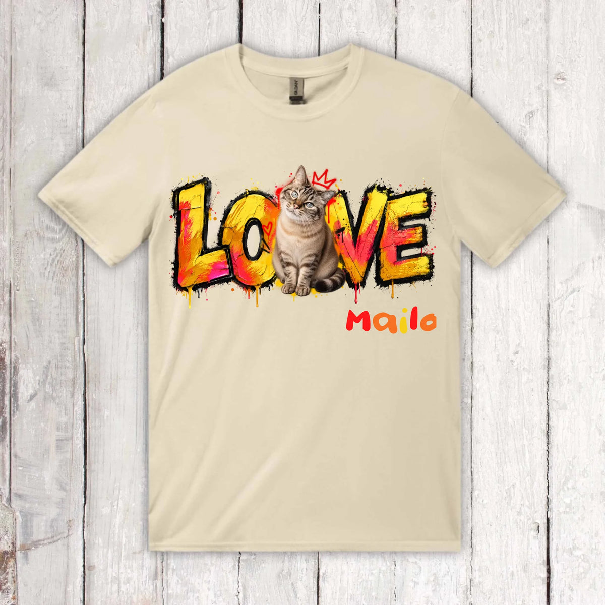 Personalisierter Katzen-Hoodie mit Foto – LOVE Street Art Graffiti