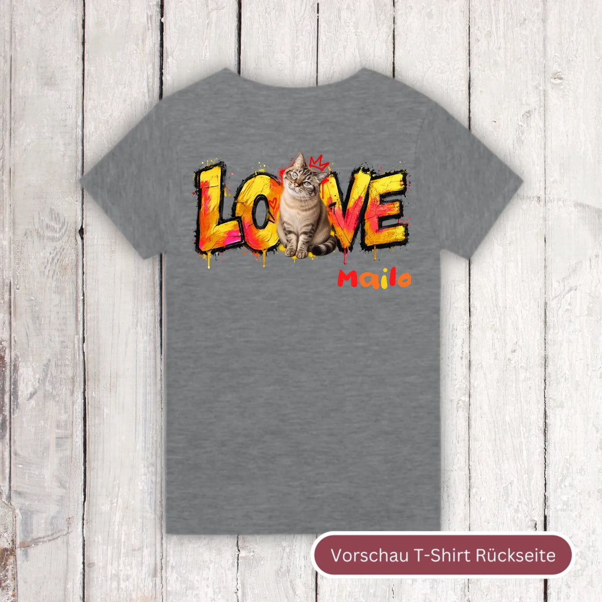 Personalisierter Katzen-Hoodie mit Foto – LOVE Street Art Graffiti