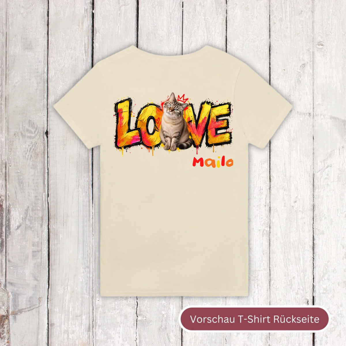 Personalisierter Katzen-Hoodie mit Foto – LOVE Street Art Graffiti