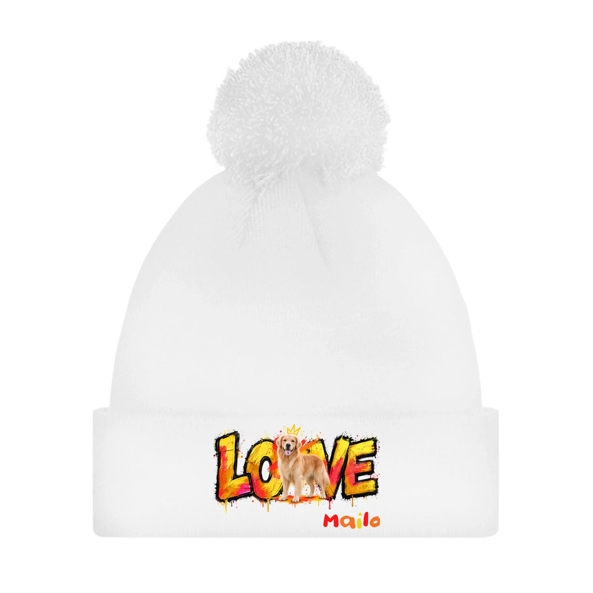 Personalisierte Beanie mit Hund oder Katze – LOVE Street Art | Personalize Palace