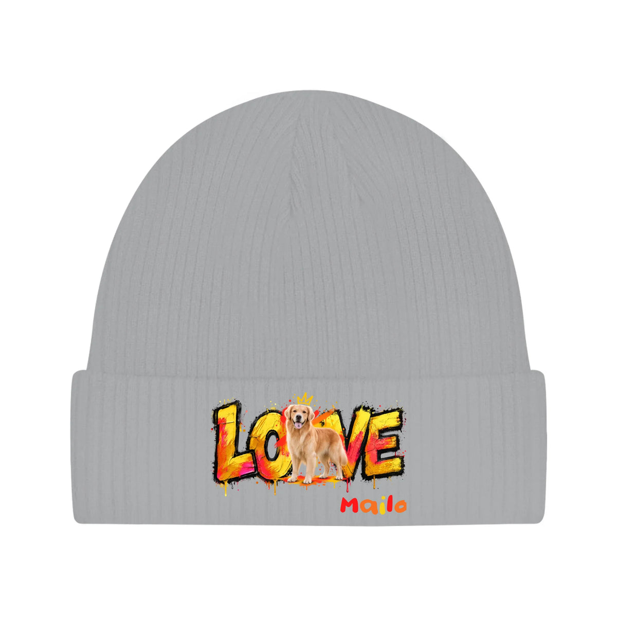 Personalisierte Beanie mit Hund oder Katze – LOVE Street Art | Personalize Palace