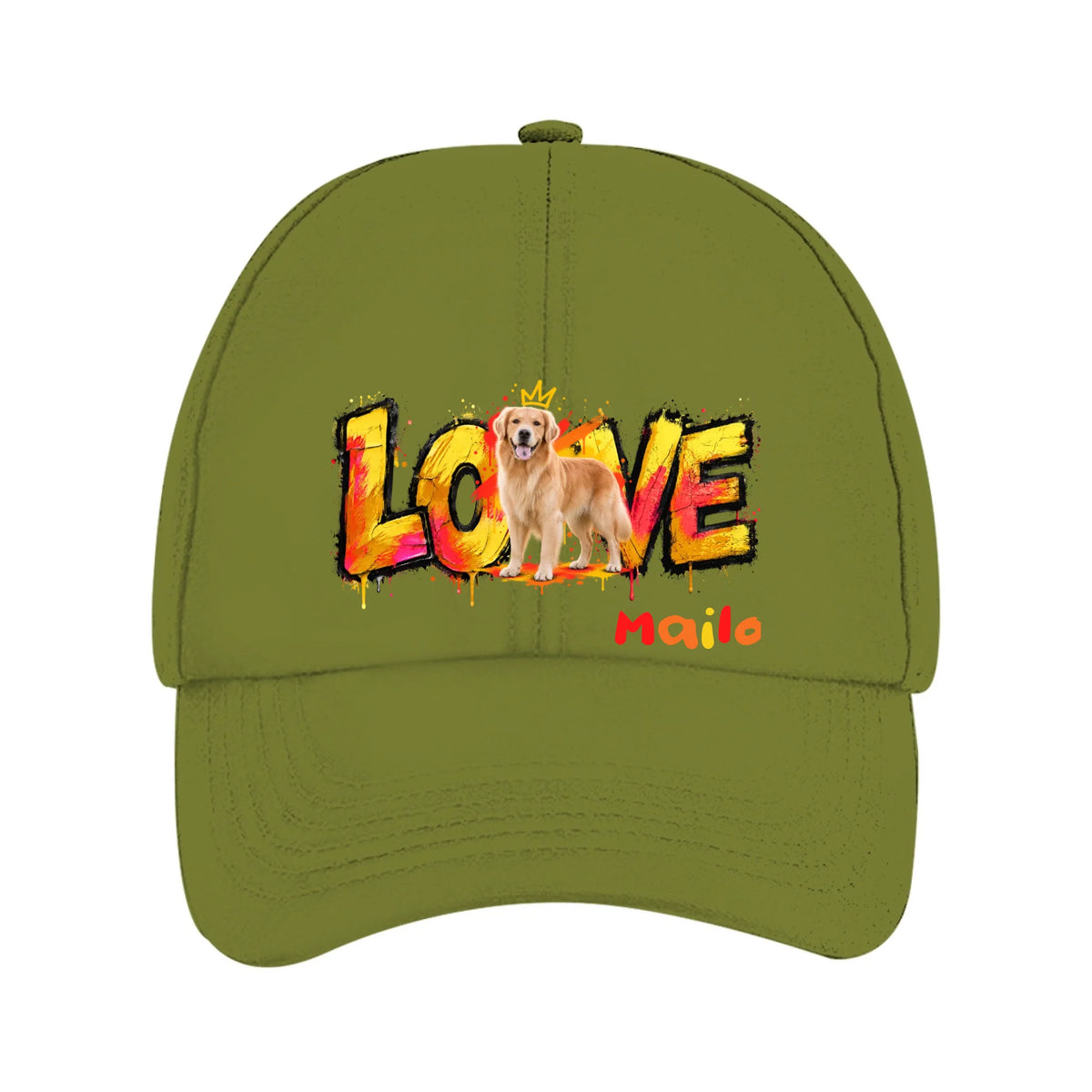 front_Olive Green_Familien Cap - individuelles Cap_mockup