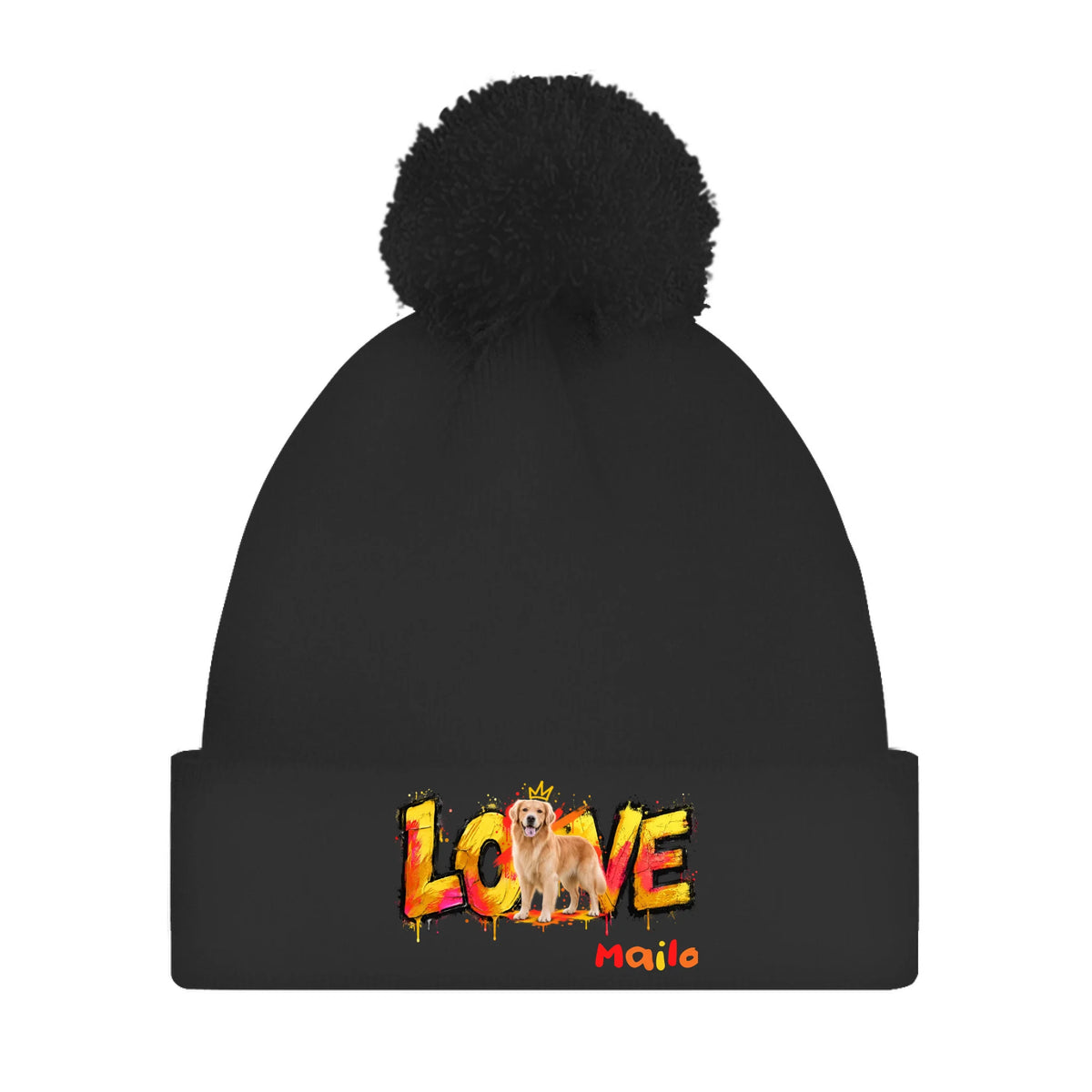 Personalisierte Bommelmütze mit Hund oder Katze – LOVE Street Art | Personalize Palace