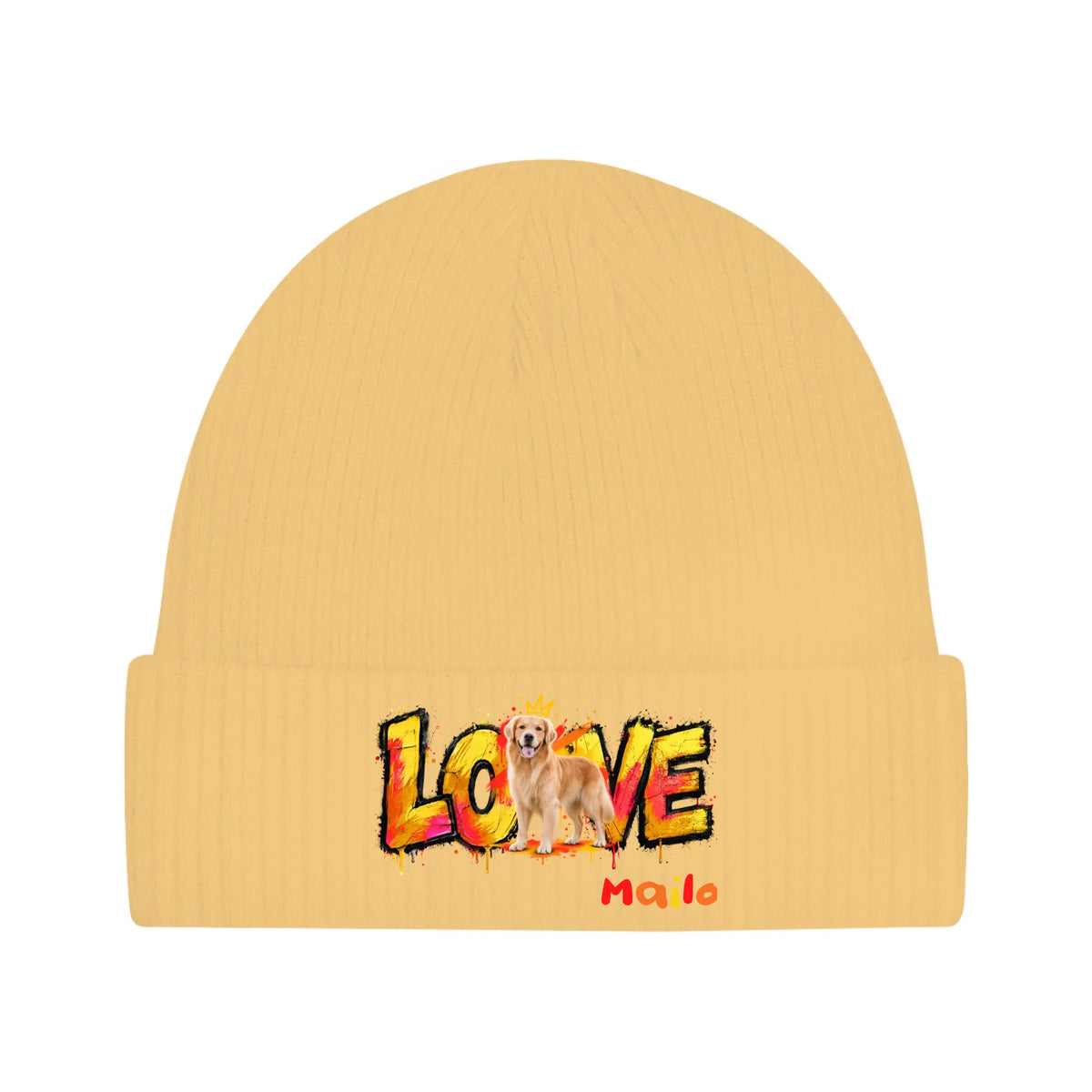 Personalisierte Bommelmütze mit Hund oder Katze – LOVE Street Art | Personalize Palace