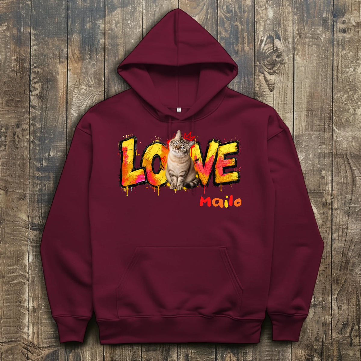 front_Burgundy_The Walking Dad - individueller Hoodie_mockup