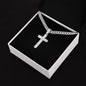 Engraved steel cross - personalized necklace 