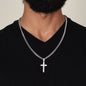 Engraved steel cross - personalized necklace 