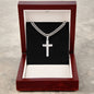 Engraved steel cross - personalized necklace 