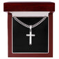 Engraved steel cross - personalized necklace 