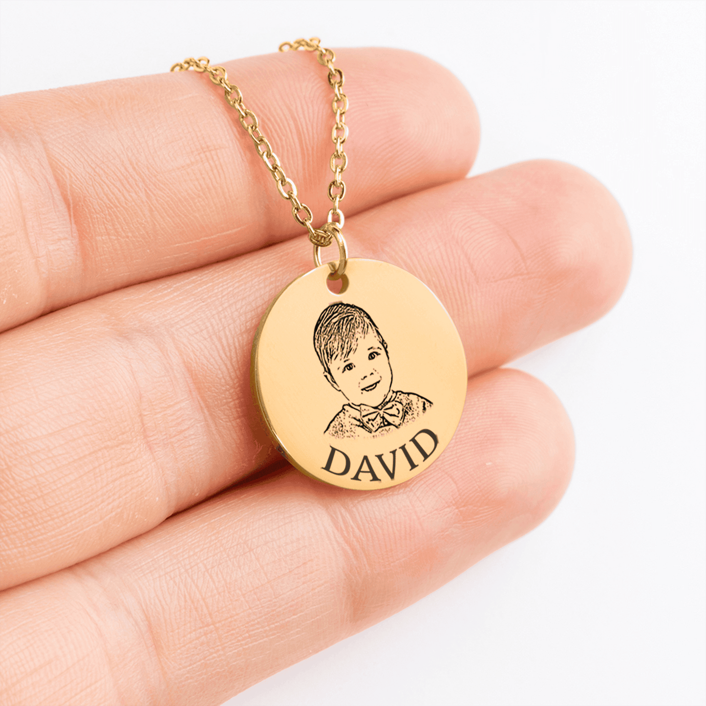 Baby portrait necklace with your photo and text as a gift