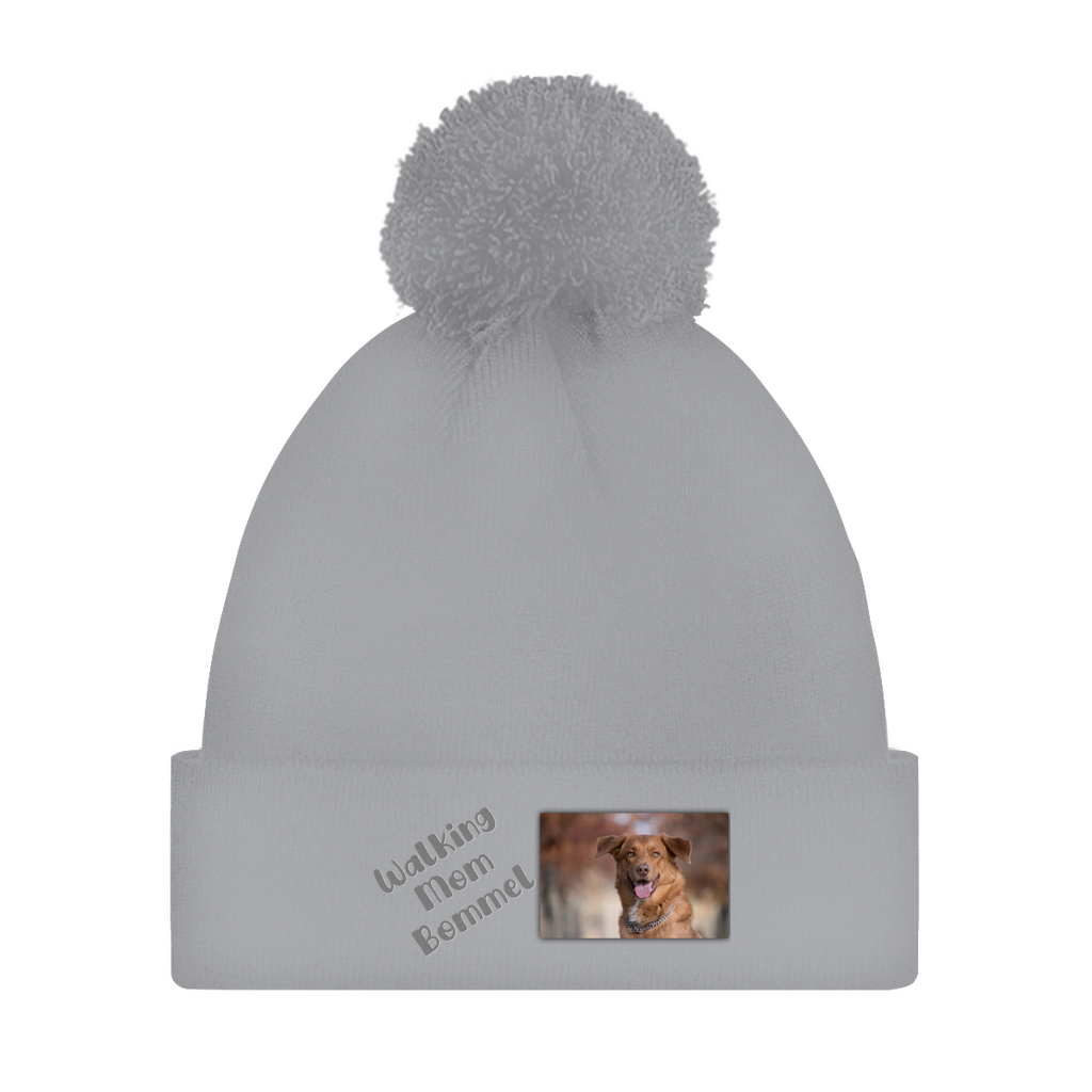 Walking Mom beanie with photo and text - personalized pom-pom beanie
