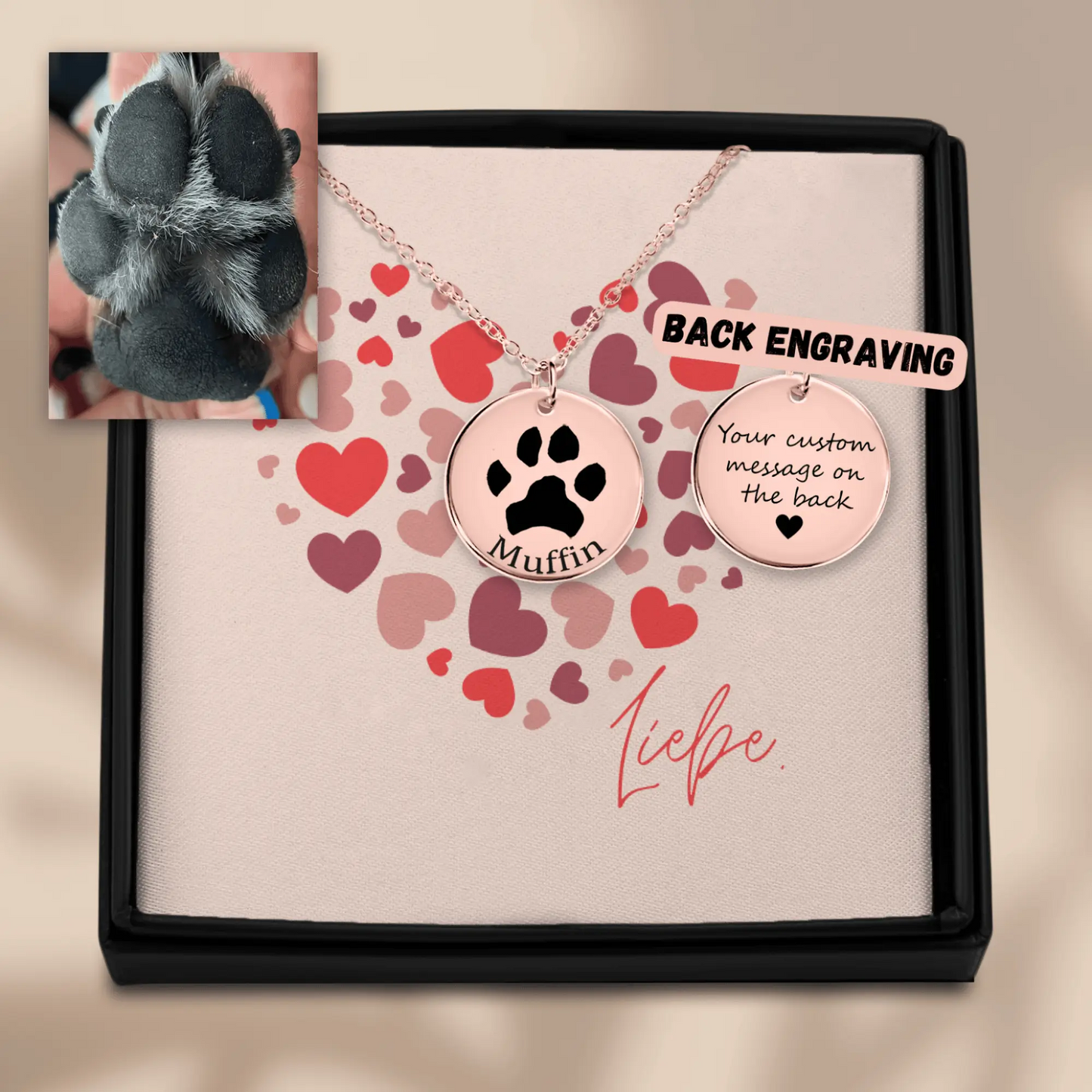Personalized necklace with paw print and name – Unique gift for pet owners