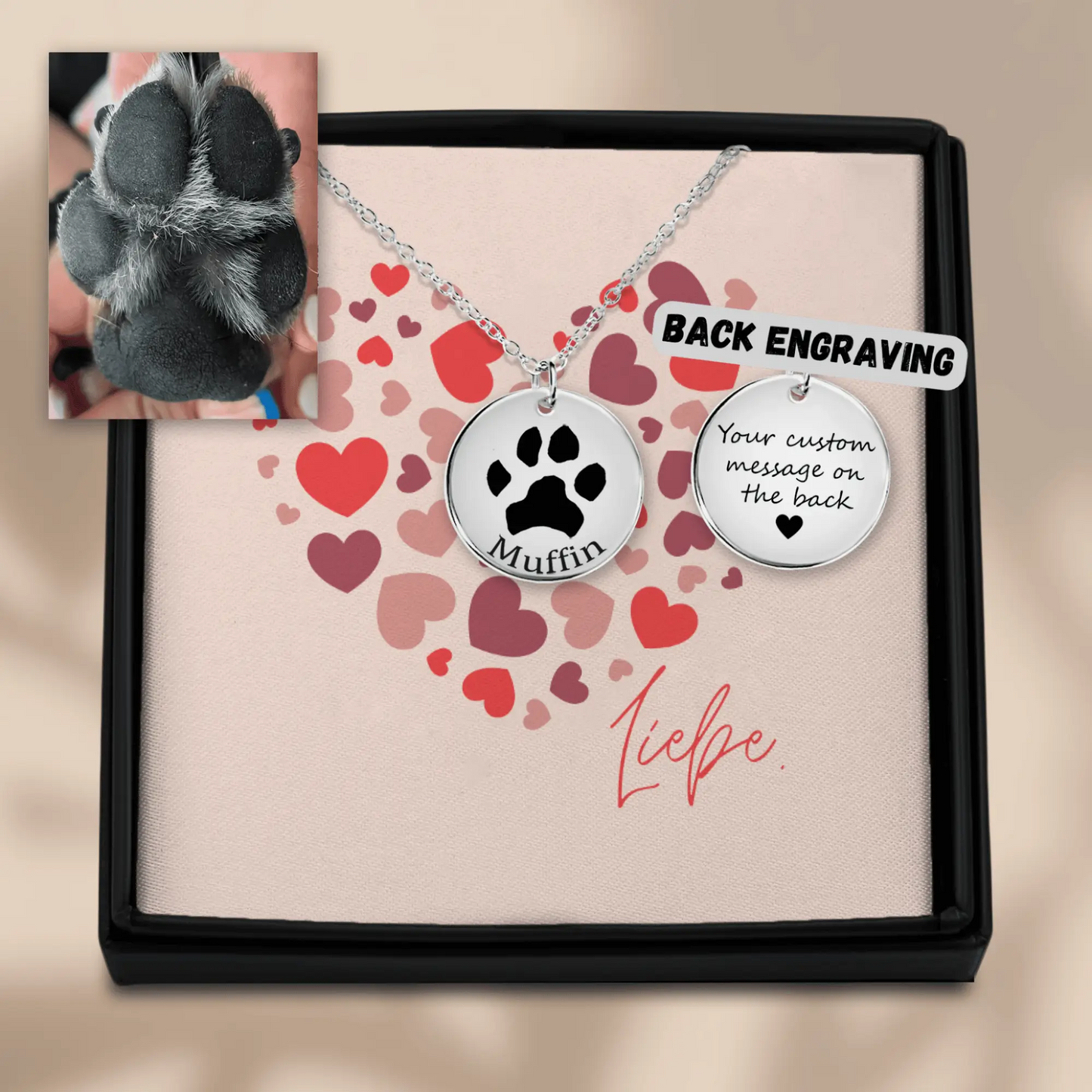 Personalized necklace with paw print and name – Unique gift for pet owners